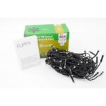 Instalatie de Craciun Embo® Tip Turturi, Franjuri cu Flash, Sectiune 3 m, 96 LED-uri, Interconectabila, Fir Negru, Alb Rece