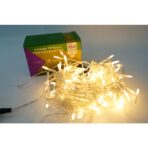 Instalatie de Craciun Embo® Tip Turturi, Franjuri cu Flash, Sectiune 4 m, 132 LED-uri, Interconectabila, Fir Transparent, Alb Cald