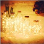 Instalatie de Craciun, Liniara, 20 m, Baterii, 200 LED-uri, Alb Cald, Fir Cupru, 2 Jocuri de Lumini, Interior/Exterior Embo