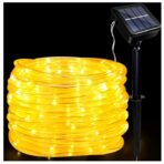 Instalatie luminoasa de Craciun cu LED, 100 LED-uri tip Tub, 12 metri lungime, 8 programe, 2 metri prelungitor, incarcare solara, alb cald, Embo - imagine 3