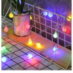 Instalatie sfere brad Craciun Embo, 3 metri, 20 LEd-uri, alimentare la retea, fir transparent, multicolora