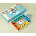 Joc cu Blocuri din Lemn, Embo, Formare Cuvinte, Cartonase cu Obiecte si Animale, Clopotel, Joc pentru 4 Persoane, 3 Ani+, 28x15.5x5 cm, Multicolor - imagine 3
