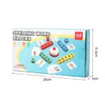 Joc cu Blocuri din Lemn, Embo, Formare Cuvinte, Cartonase cu Obiecte si Animale, Clopotel, Joc pentru 4 Persoane, 3 Ani+, 28x15.5x5 cm, Multicolor - imagine 16