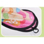 Joc Darts Embo pentru Copii, Placa Pliabila 70 cm, 8 Mingii Velcro/Scai Simple, 2 Mingii Luminoase, Model Acadele, Roz - imagine 9