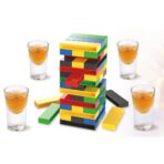 Joc de Baut Embo, Turn Jenga din Plastic, cu 4 Pahare de Shot, +18 Ani, Multicolor - imagine 3