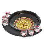 Joc de Baut Ruleta Embo, cu 6 Pahare de Shot din Sticla , 30 x 26.5 x 6.5 cm, Rosu/Negru - imagine 2