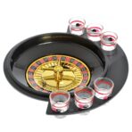 Joc de Baut Ruleta Embo, cu 6 Pahare de Shot din Sticla , 30 x 26.5 x 6.5 cm, Rosu/Negru - imagine 3