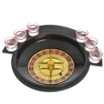 Joc de Baut Ruleta Embo, cu 6 Pahare de Shot din Sticla , 30 x 26.5 x 6.5 cm, Rosu/Negru