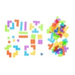 Joc de inteligenta Tetris puzzle tangram Embo, 70 de piese multicolore, 3D, montessori, interactiv, din plastic, zar inclus, sac depozitare piese, varsta peste 6 ani, 23 x 19.8 x 5 cm, cadru rosu - imagine 4