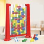 Joc de inteligenta Tetris puzzle tangram Embo, 70 de piese multicolore, 3D, montessori, interactiv, din plastic, zar inclus, sac depozitare piese, varsta peste 6 ani, 23 x 19.8 x 5 cm, cadru rosu - imagine 5