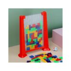 Joc de inteligenta Tetris puzzle tangram Embo, 70 de piese multicolore, 3D, montessori, interactiv, din plastic, zar inclus, sac depozitare piese, varsta peste 6 ani, 23 x 19.8 x 5 cm, cadru rosu - imagine 7