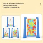 Joc de inteligenta Tetris puzzle tangram Embo, 70 de piese multicolore, 3D, montessori, interactiv, din plastic, zar inclus, sac depozitare piese, varsta peste 6 ani, 23 x 19.8 x 5 cm, cadru albastru - imagine 6
