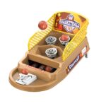 Joc de Masa Mini Baschet Interactiv pentru Copii, Embo, 4 Cosuri, 3 Mingi Incluse, 23.5x11.5x14 cm, Maro