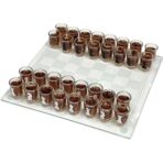 Joc de sah Embo din sticla cu pahare pentru shoturi, 35x35 cm, transparent