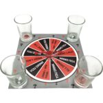 Joc de societate cu 4 pahare de shoturi din sticla Embo, ruleta norocului, pentru petreceri, 17x17x7.5cm