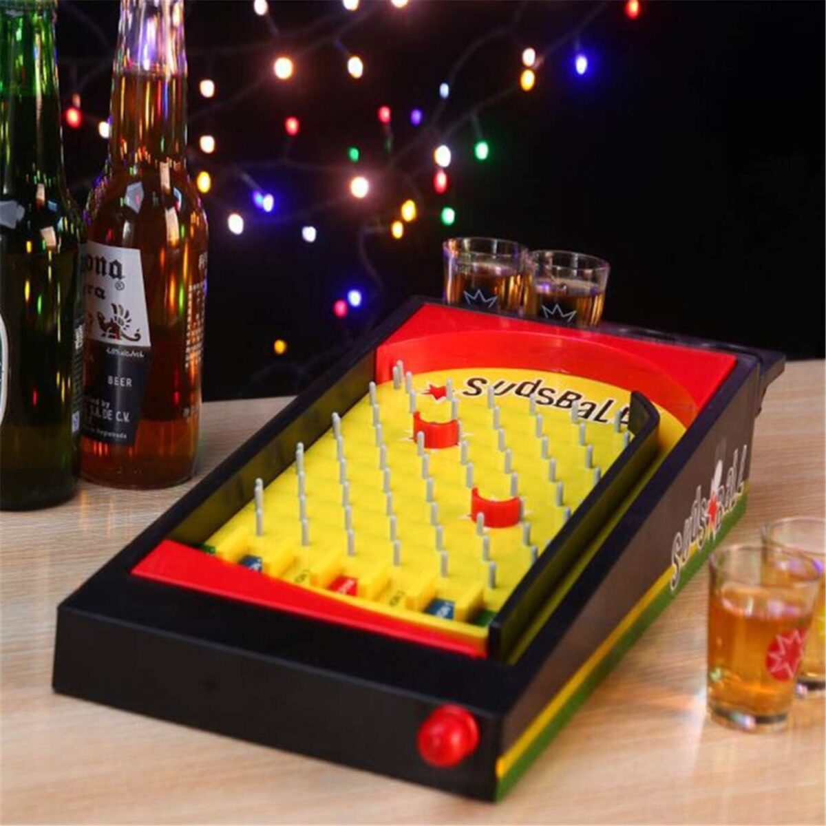 Joc de societate Pinball cu pahare pentru shoturi Embo, 40 x 17,7 cm, galben - imagine 5