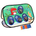 Joc pentru Copii, Embo, Aruncarea Sacilor cu Nisip, Sageti, 8 Mingi, 4 Saci, Geanta Portabila, Interactiv, Model Dinozauri, 77.5x44.5x42 cm, Multicolor