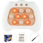 Joc Pop It, Embo, consola, joc interactiv, antistres, cu baterii, Abs si silicon, Alb, 12 x 10 x 5.8 cm - imagine 4