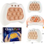 Joc Pop It, Embo, consola, joc interactiv, antistres, cu baterii, Abs si silicon, Alb, 12 x 10 x 5.8 cm - imagine 5