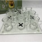 Joc X si O Embo, cu Mini Halbe din Sticla, 25 x 25 cm, pentru Petreceri, Decor, Cadouri, Transparent - imagine 3