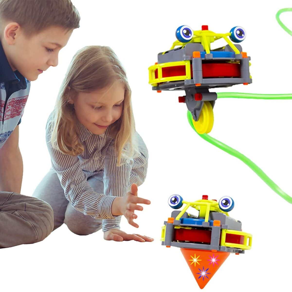 Jucarie circuit pentru copii, Embo, Broscuta pe monociclu, Galben - imagine 3