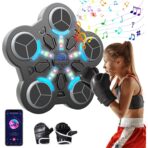 Jucarie de Boxat cu Muzica si Lumini, Embo, Manusi Incluse, Bluetooth, Incarcare USB, Aplicare cu Ventuze, 5 Tinte, 33x33x4.5 cm, 930 g, Negru - imagine 5