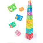 Jucarie de Construit, Embo, Blocuri Stivuibile, +3 Ani, 10 Cutii, Invatare numere 1-10, 13.4 x 13.4 x 13.4 cm, Multicolor - imagine 3