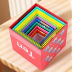 Jucarie de Construit, Embo, Blocuri Stivuibile, +3 Ani, 10 Cutii, Invatare numere 1-10, 13.4 x 13.4 x 13.4 cm, Multicolor - imagine 5
