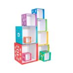 Jucarie de Construit, Embo, Blocuri Stivuibile, +3 Ani, 10 Cutii, Invatare numere 1-10, 13.4 x 13.4 x 13.4 cm, Multicolor - imagine 6