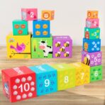 Jucarie de Construit, Embo, Blocuri Stivuibile, +3 Ani, 10 Cutii, Invatare numere 1-10, 13.4 x 13.4 x 13.4 cm, Multicolor - imagine 7