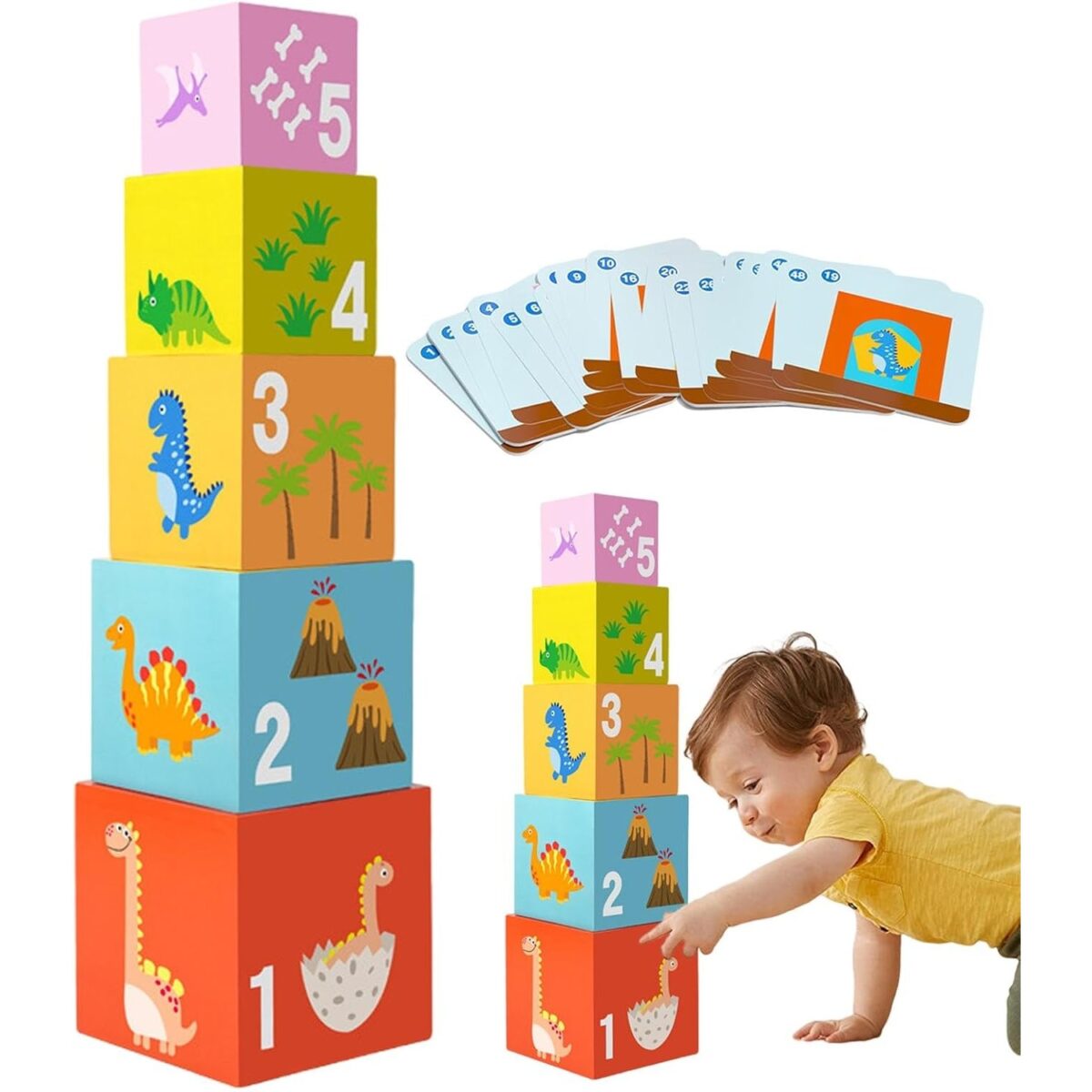 Jucarie de Construit, Embo, Puzzle Box, Blocuri Stivuibile, 4-6 Ani, 5 Cuburi, 48 de Modele de Construit, 1 Manual, 12.8 x 12.8 x 12.8 cm, Multicolor - imagine 2