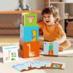 Jucarie de Construit, Embo, Puzzle Box, Blocuri Stivuibile, 4-6 Ani, 5 Cuburi, 48 de Modele de Construit, 1 Manual, 12.8 x 12.8 x 12.8 cm, Multicolor - imagine 7