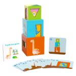 Jucarie de Construit, Embo, Puzzle Box, Blocuri Stivuibile, 4-6 Ani, 5 Cuburi, 48 de Modele de Construit, 1 Manual, 12.8 x 12.8 x 12.8 cm, Multicolor