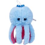 Jucarie Moale de Plus Italian Brainrot, Embo, cu Agatatoare, Model Blueberrini Octopussini, Jucarie Moale pentru Copii, 13 x 22 cm, Albastru/Roz