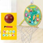 Jucarie Interactiva, Embo, 2 in 1, Cos de Basket si Tinta de Darts, Minge 16 cm, Pompa, 8 Mingii cu Scai, Model Dragon, Multicolor - imagine 3