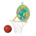 Jucarie Interactiva, Embo, 2 in 1, Cos de Basket si Tinta de Darts, Minge 16 cm, Pompa, 8 Mingii cu Scai, Model Dragon, Multicolor