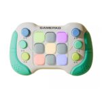 Jucarie Interactiva Embo, Tip Consola Pop It, 6 butoane functionale, 5 Moduri de Joc, 600 Niveluri, + 3 ani, Verde/Gri