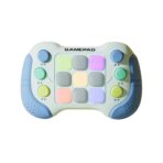 Jucarie Interactiva Embo, Tip Consola Pop It, 6 butoane functionale, 5 Moduri de Joc, 600 Niveluri, + 3 ani, Albastru/Gri