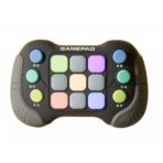 Jucarie Interactiva Embo, Tip Consola Pop It, 6 butoane functionale, 5 Moduri de Joc, 600 Niveluri, +3 ani, Gri/Negru