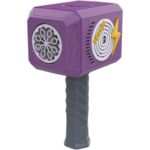 Jucarie Interactiva pentru Baloane de Sapun, Embo, Sunete si Lumini, Model Ciocan, cu 8 Orificii, 13.5 x 10 x 12 cm, Mov