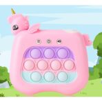 Jucarie Interactiva Pop It Whack A Mole, Embo, Tip Consola, Anti-Stres, 4 Moduri de Joc, din ABS si Silicon, +3 Ani, Model Unicorn, Roz - imagine 2