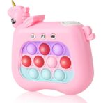 Jucarie Interactiva Pop It Whack A Mole, Embo, Tip Consola, Anti-Stres, 4 Moduri de Joc, din ABS si Silicon, +3 Ani, Model Unicorn, Roz - imagine 5