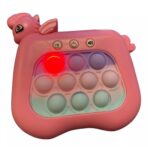Jucarie Interactiva Pop It Whack A Mole, Embo, Tip Consola, Anti-Stres, 4 Moduri de Joc, din ABS si Silicon, +3 Ani, Model Unicorn, Roz - imagine 6