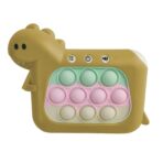Jucarie Interactiva Pop It Whack A Mole, Embo, Tip Consola, Anti-Stres, 4 Moduri de Joc, din ABS si Silicon, +3 Ani, Model Dinozaur, Galben