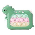 Jucarie Interactiva Pop It Whack A Mole, Embo, Tip Consola, Anti-Stres, 4 Moduri de Joc, din ABS si Silicon, +3 Ani, Model Dinozaur, Verde
