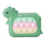 Jucarie Interactiva Pop It Whack A Mole, Embo, Tip Consola, Anti-Stres, 4 Moduri de Joc, din ABS si Silicon, +3 Ani, Model Dinozaur, Verde