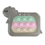 Jucarie Interactiva Pop It Whack A Mole, Embo, Tip Consola, Anti-Stres, 4 Moduri de Joc, din ABS si Silicon, +3 Ani, Model Dinozaur, Gri