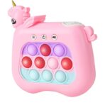 Jucarie Interactiva Pop It Whack A Mole, Embo, Tip Consola, Anti-Stres, 4 Moduri de Joc, din ABS si Silicon, +3 Ani, Model Unicorn, Roz