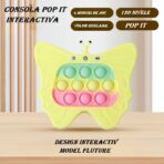 Jucarie Interactiva Tip Consola pentru Copii, Embo, Diferite Moduri de Joc, 120 Nivele, Material ABS/silicon, cu Nivele, Sunete si Lumini, 12 x 5.5 x 13.5 cm cm, Model Fluture, Galben - imagine 3
