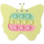 Jucarie Interactiva Tip Consola pentru Copii, Embo, Diferite Moduri de Joc, 120 Nivele, Material ABS/silicon, cu Nivele, Sunete si Lumini, 12 x 5.5 x 13.5 cm cm, Model Fluture, Galben